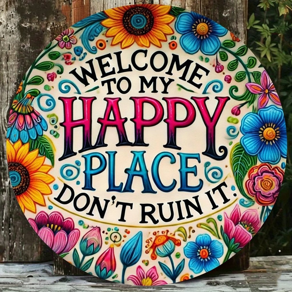 🎄TikTok Christmas Sale -70% OFF✨Welcome to My Happy Place – Metal Wall Sign