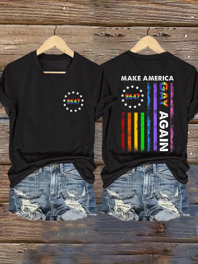 Women's Make America Gay Again Print Casual T-shirt