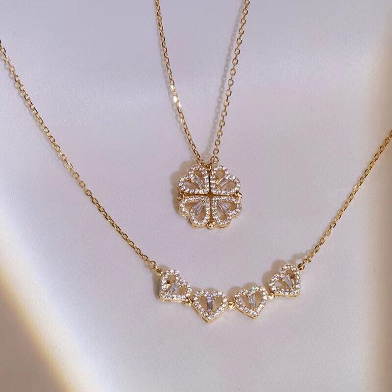 (🎉Last Day Promotion 49% OFF)  Four Leaf Heart Shape Lucky Necklace
