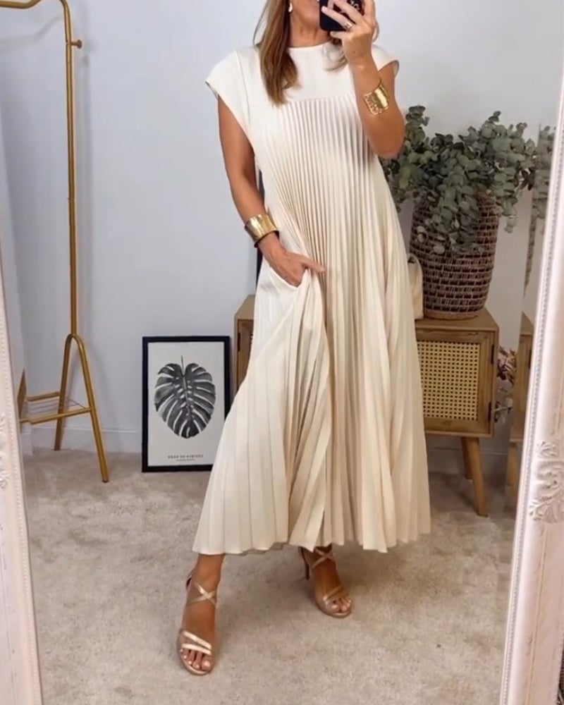 🔥Last Day Promotion 70% OFF🔥Pleated Simple Solid Color Dress