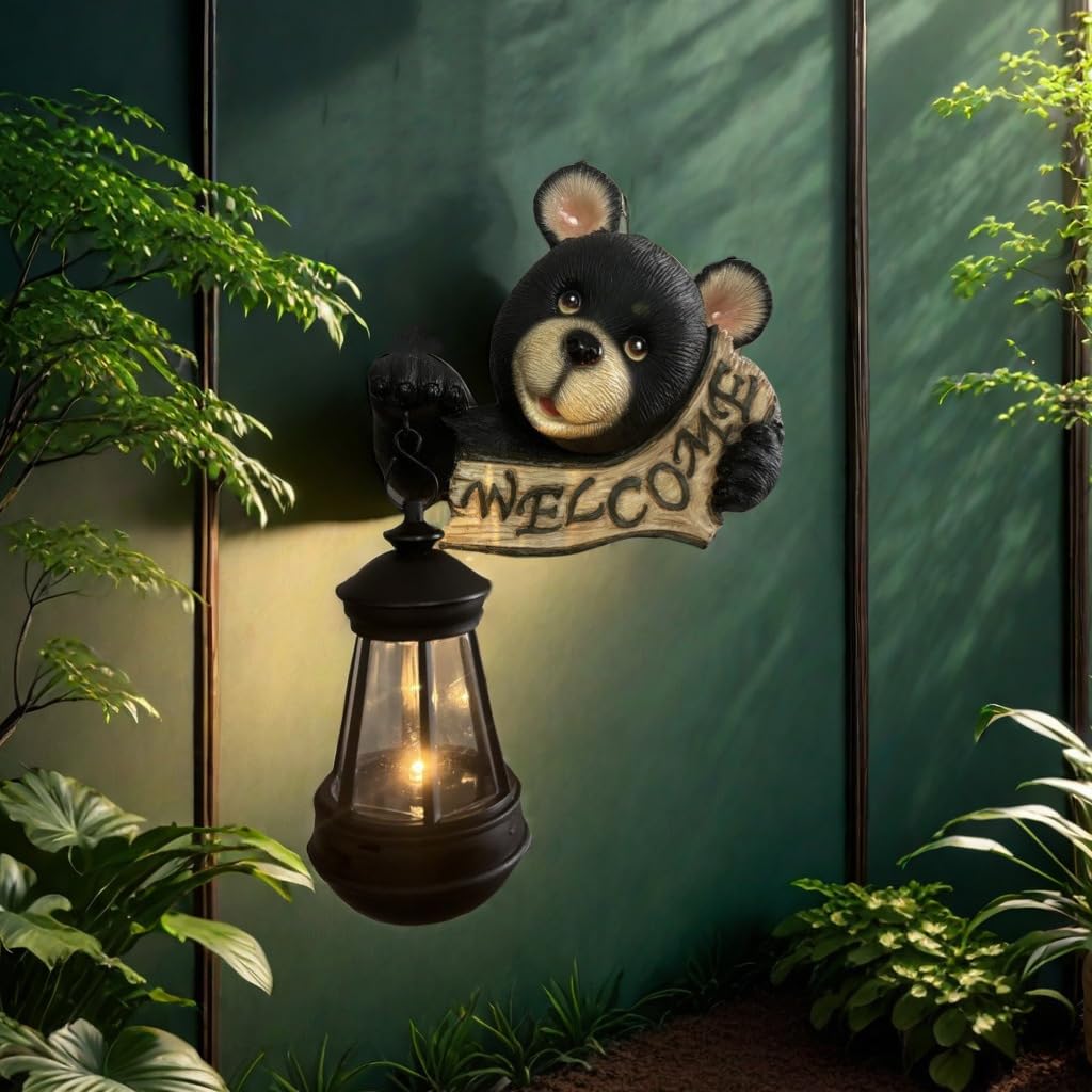 🔥This Week's Special Offer 49% OFF - 🎁Black Bear Statue with Solar light