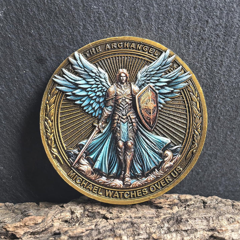 The Archangel Michael Watches Over Us Challenge Coin