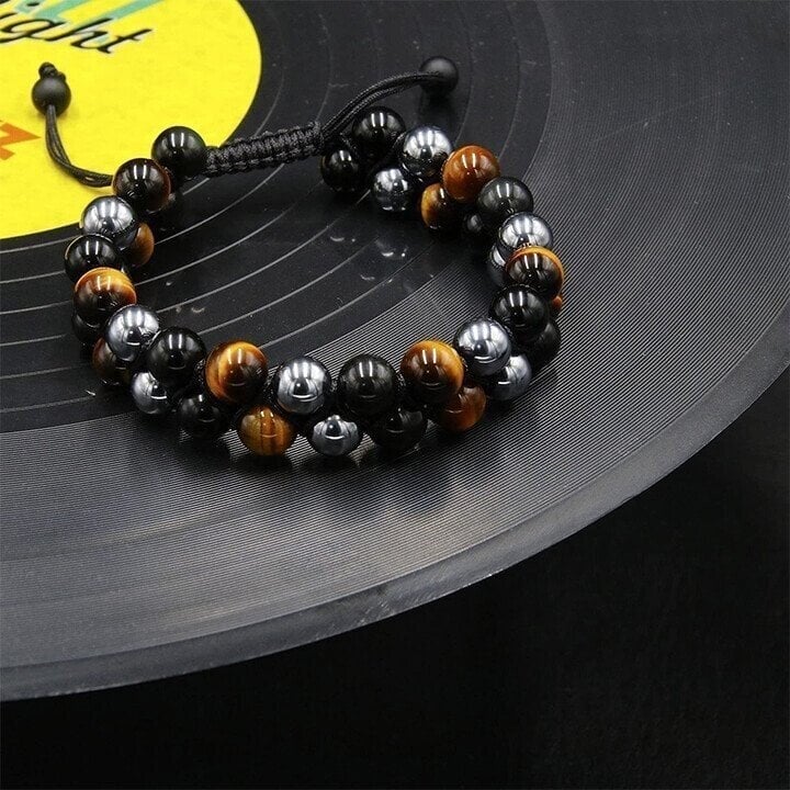 Triple Protection Bracelet-Genuine Tigers Eye Agate and  Black gallstone-The Perfect Gift