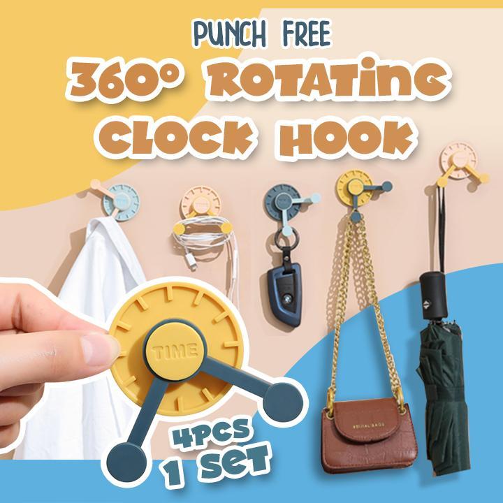 Punch Free 360 Rotating Clock Hook(4 PCS)