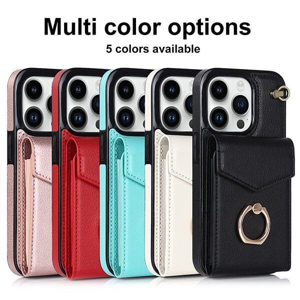❤️Mother's Day Sale 70% OFF❤️ New Fashion Leather Wallet Case with Ring & Lanyard For iPhone