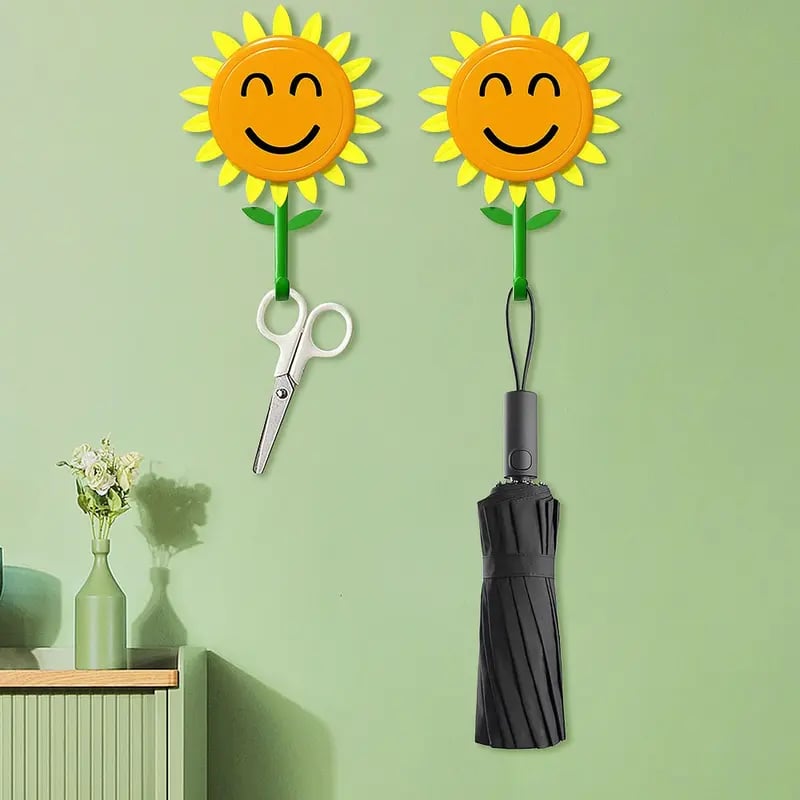 🌻Smiling Sunflower Wall Hook – Easy Wall Storage Hack for Key
