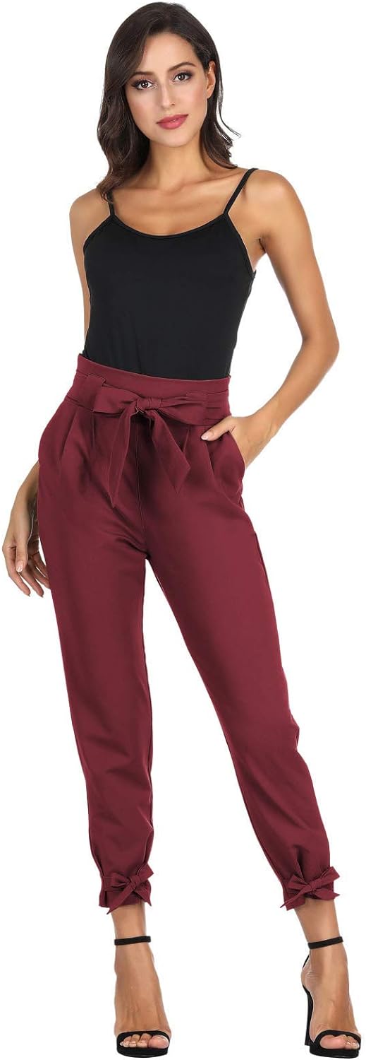 GRACE KARIN Womens Casual High Waist Pencil Pants with Bow-Knot Pockets for Work