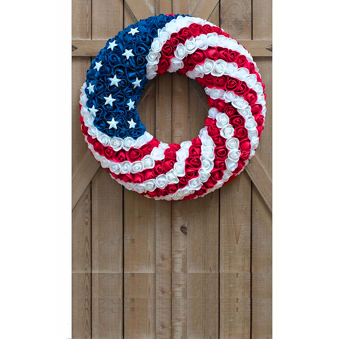 Handmade Red White and Blue Roses Patriot Wreath - Limited Edition