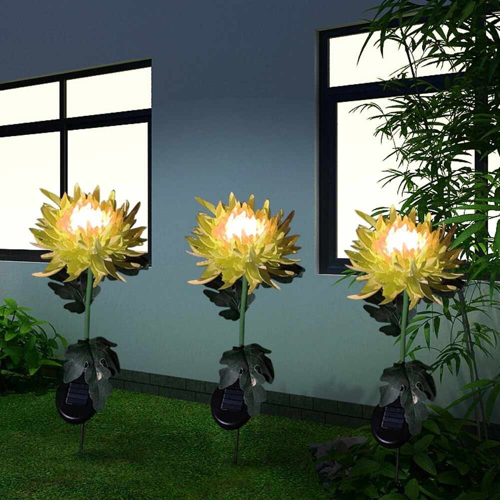 Outdoor Chrysanthemum Solar Garden Stake Decor Lights