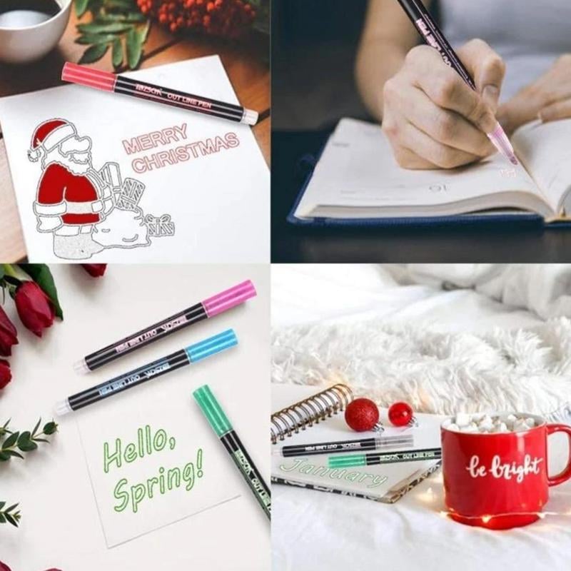 🎄⏰Last Day 49% OFF🎉 Double Line Outline Art Pen Marker Pen