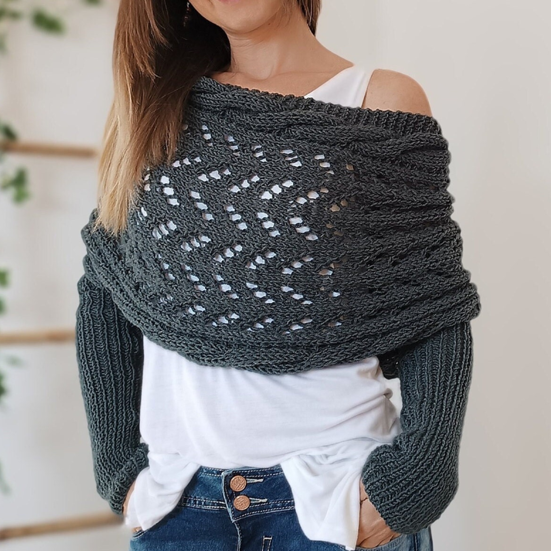 TikTok Last Day Promotion -70% OFF🎉Scarf With Sleeves, Knitted Cable Wrap