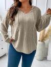 Women's Casual V-neck Hooded Long-sleeved Ribbed T-shirt