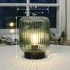 Battery Operated Lamp, Cordless Table Lamps for Home Decor, Battery Powered Nightlight with LED Bulb, Decorative Glass Beside Lamp for Bedroom Living Room-Green