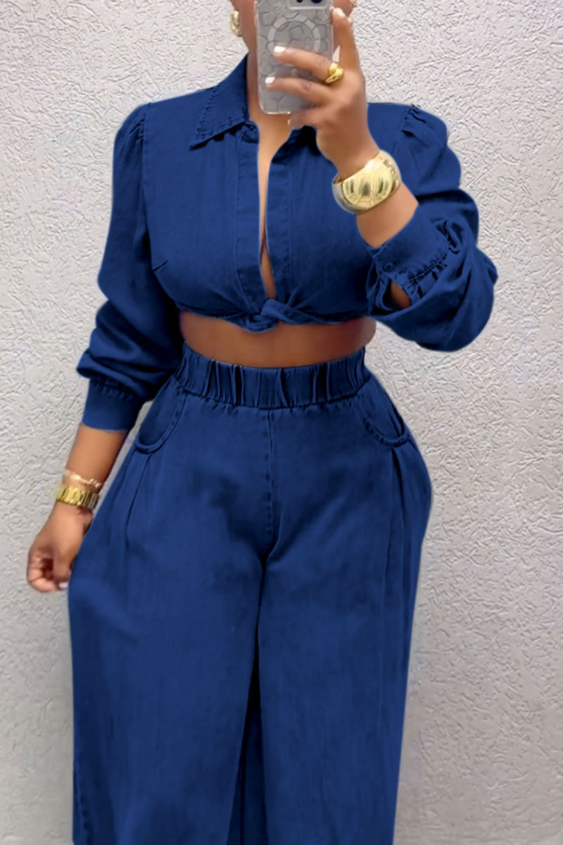 Women's Chic Kink Long Sleeve Top And Pants Suit