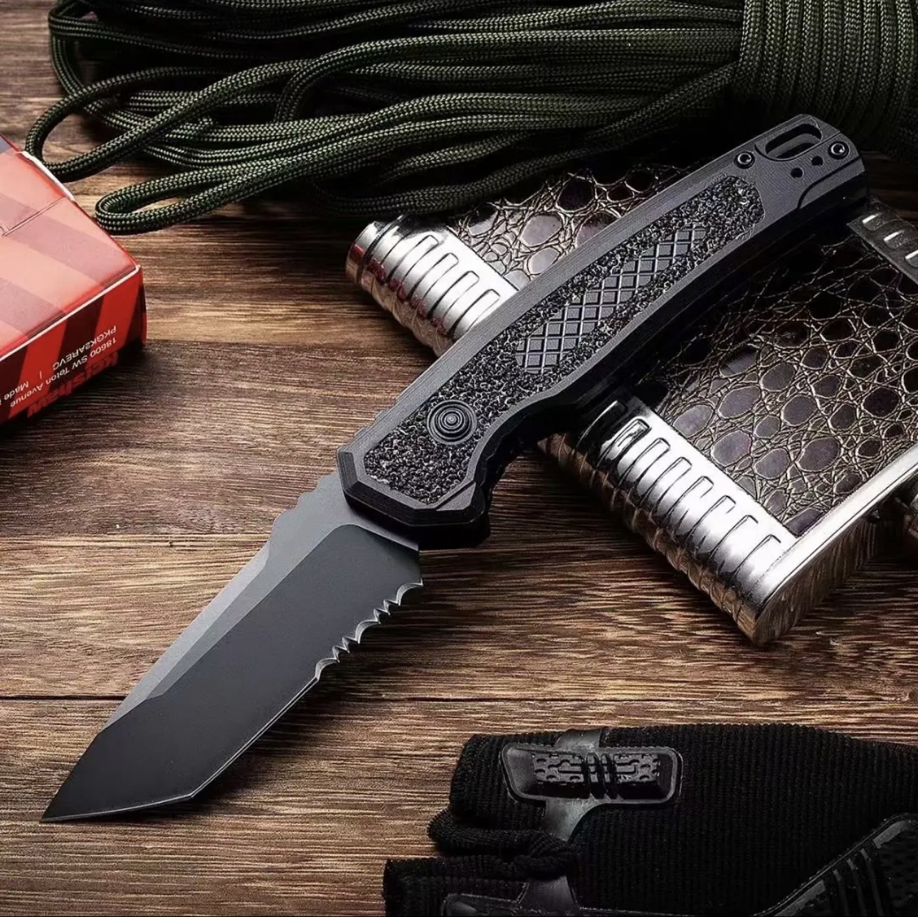 🔥 Last Day Promo - 70% OFF 🎁Launch 16 Tactical Automatic Knife Black (3.8