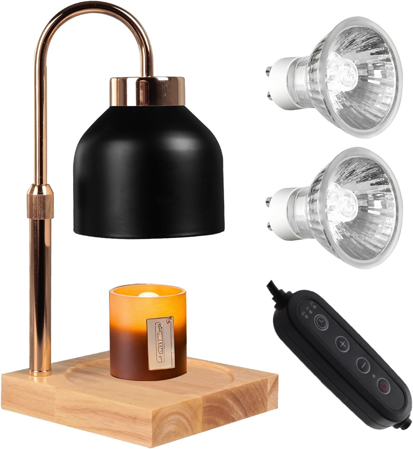 GEEZO Fragrance Candle Warmer Lamp with 2 Bulbs Electric Candle Warmer with Timer & Dimmer for Home Decor