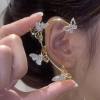 Vintage Crystal Butterfly Flower Ear Cuffs 2pcs Non-Pierced Sparkling Iced Out Rhinestone Butterfly Cartilage Climber Ear Wrap Prom Party Festival Ear Jewelry for Women