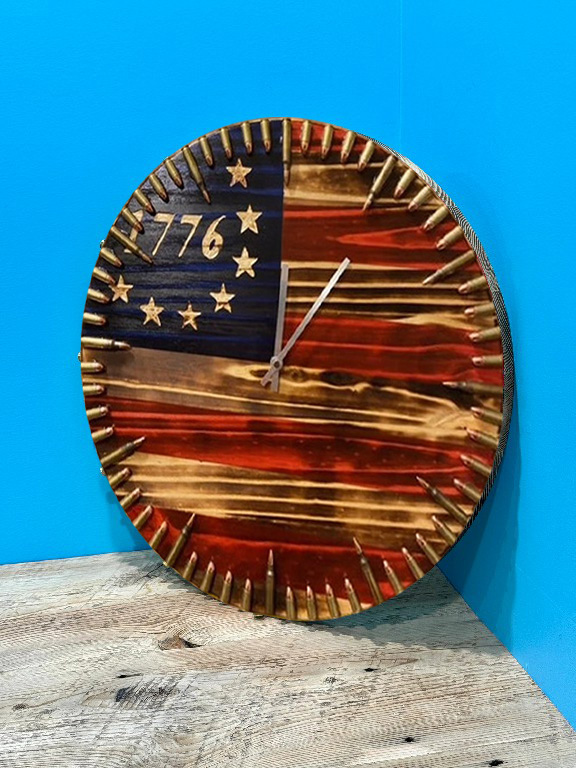 💥Handmade Patriotic Flag Bullet Clock