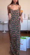 Women's Sling Polka Dot Slit Casual Dress