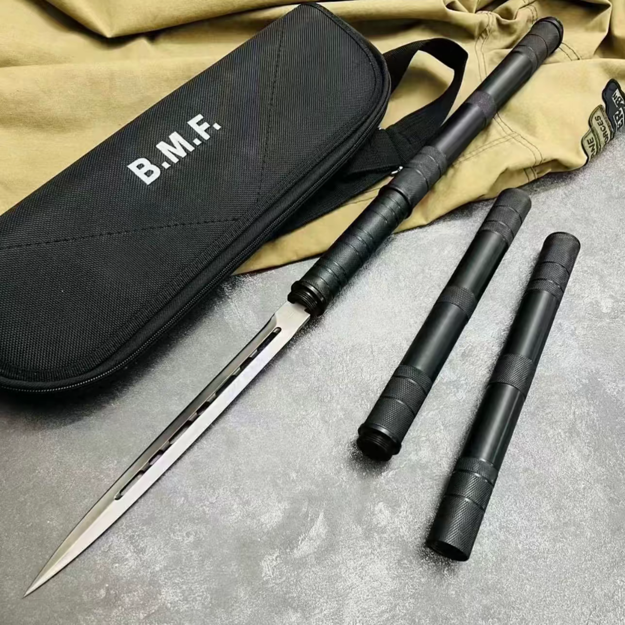 Four-section carbon steel combination stick knife