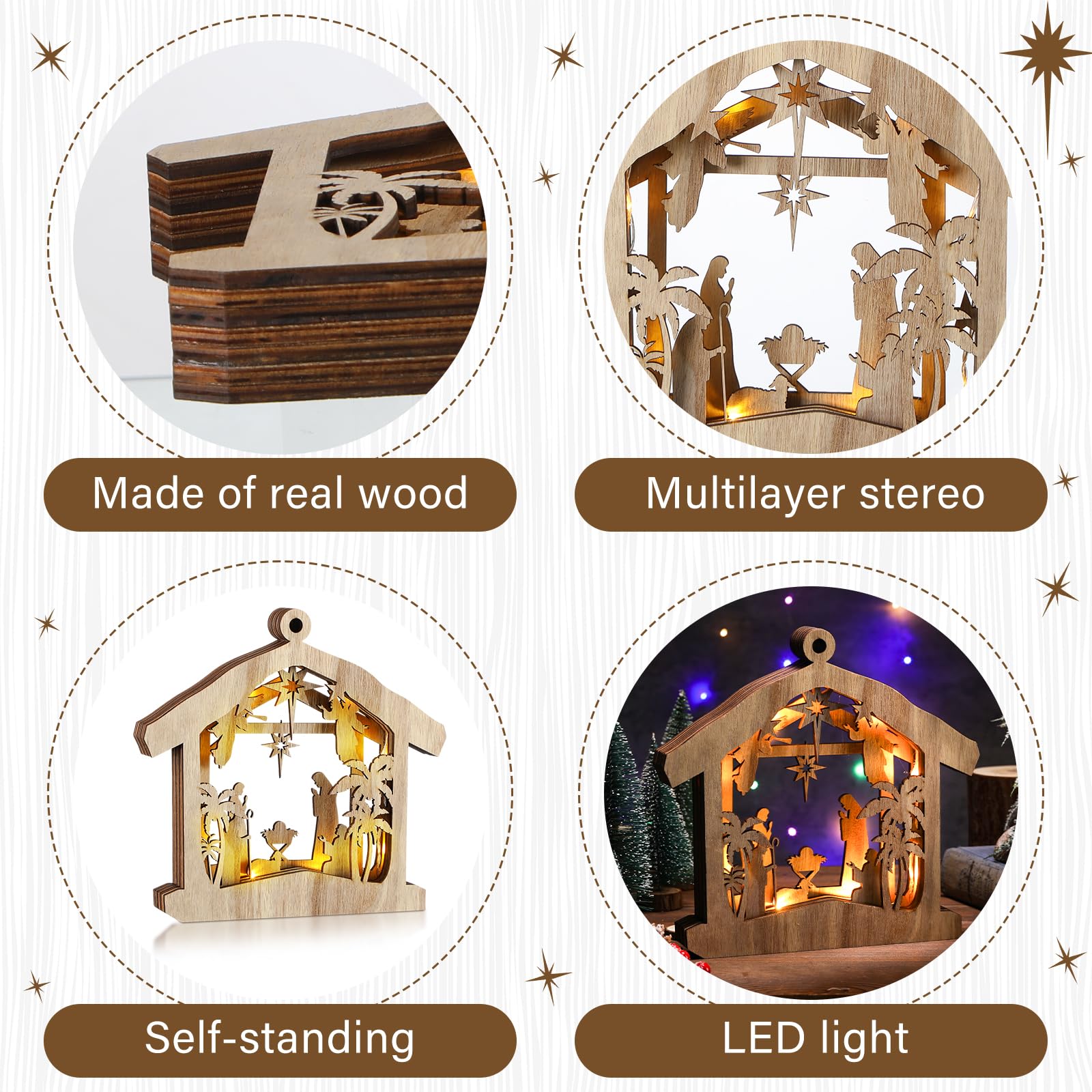 3D Christmas Nativity Scene Ornament With LED Light