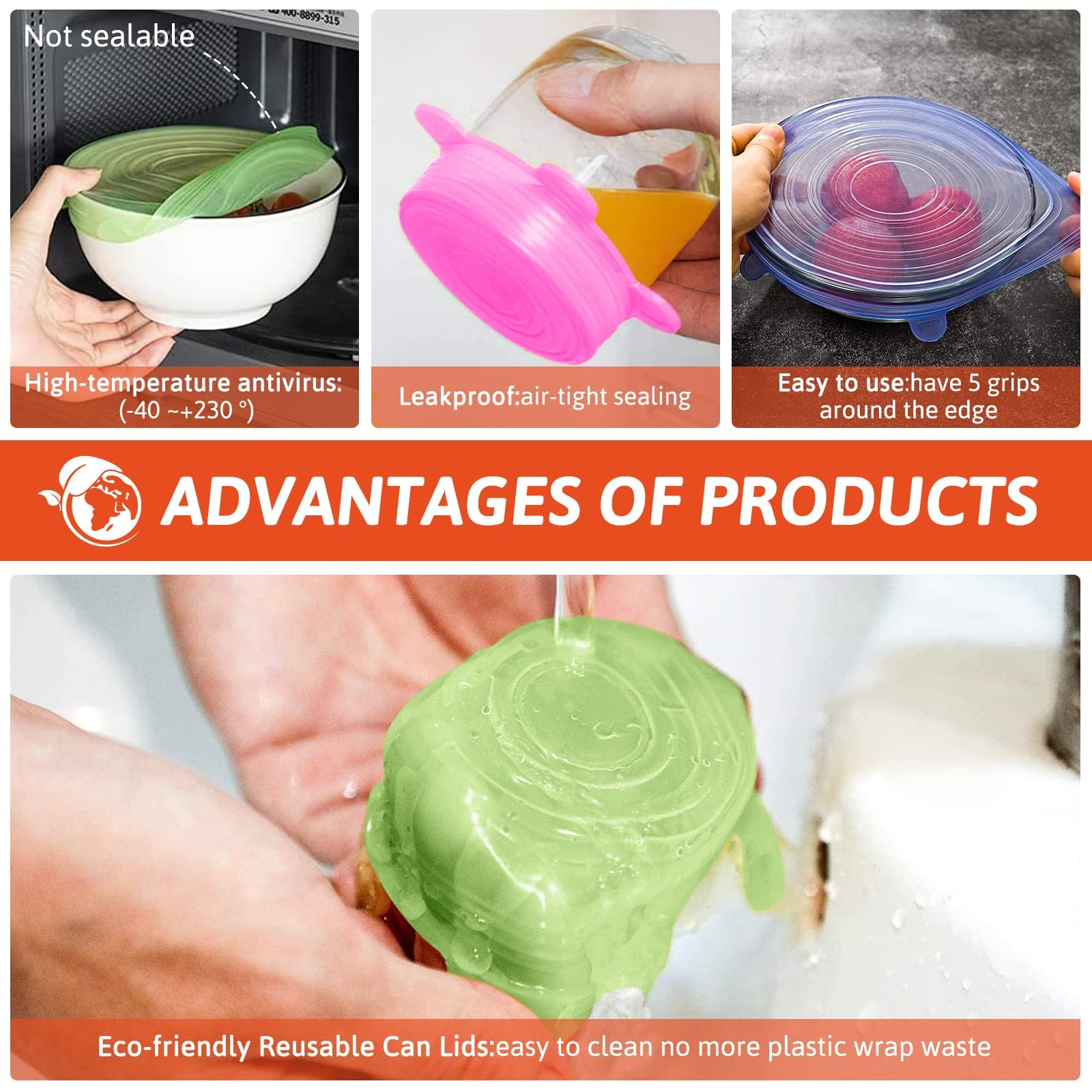 💥LAST DAY SALE 50% OFF💥6/12pcs Silicone Cover Stretch Reusable Lids