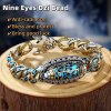 Turquoise Six-character Mantra Nine-eyed Dzi Bead Bracelet