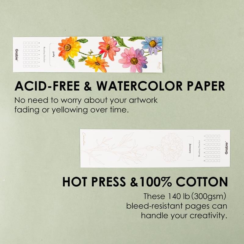🎨🍁12 - Sheet Watercolor Coloring Bookmarks🍃140LB(300gsm)✨Perfect Gift for Beginners & Travel Art 🎁✈️