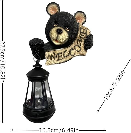 🔥Last Day Promotion - 70% OFF🎁🐻🐻Solar Powered Enchanting Black Bear Welcome Light