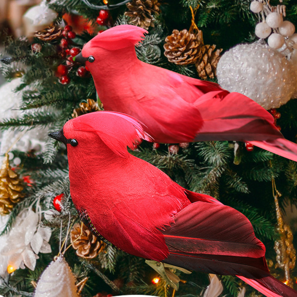 Simulated feather red Christmas decorations