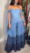 Women's Off-shoulder Denim Casual Jumpsuit with Straps