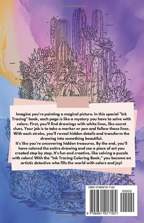 🔥Last Day: BUY 3 GET 1 FREE - 🎨✏️Ink Tracing Coloring Book - For Beginners & Stress Relief(📚Hardcover - No Bleed Pages)