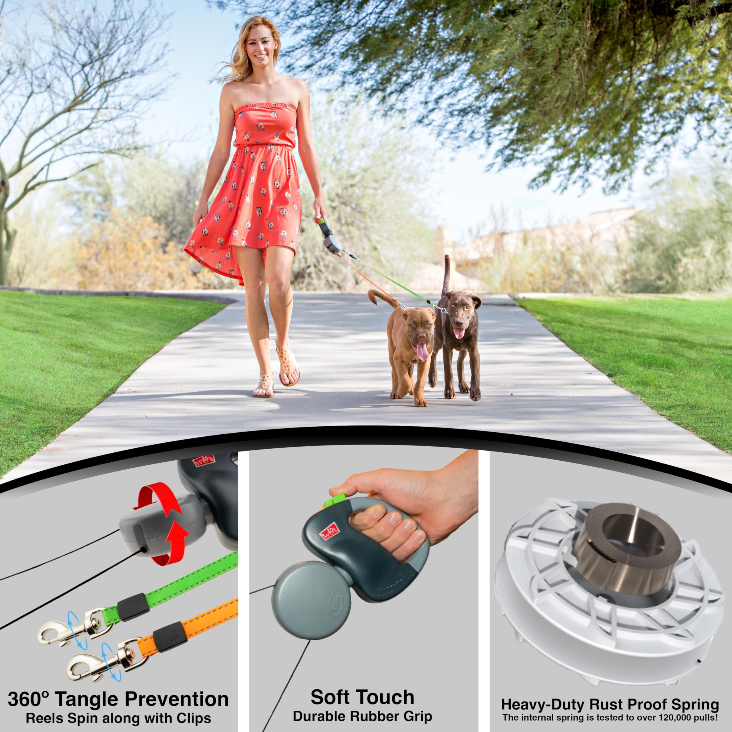 Retractable Double Dog Leash