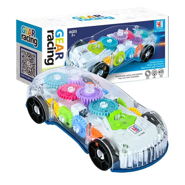 🔥Last Day Promotion 70% OFF🔥Light Up Transparent Gears Police Car Toy