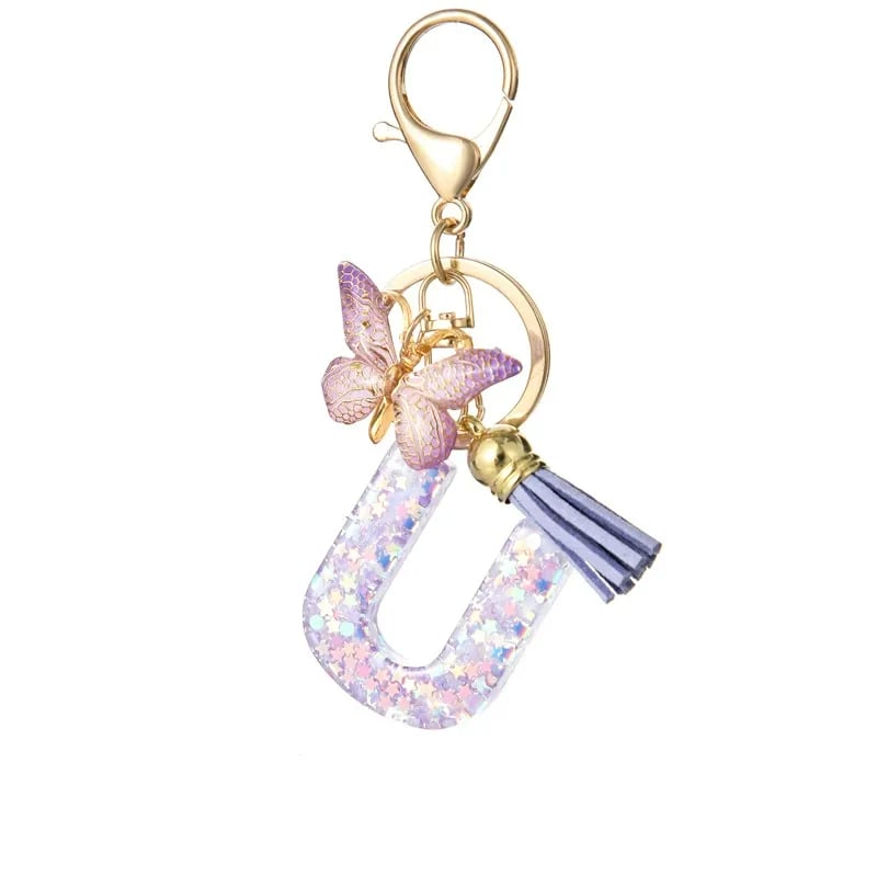 🔥Last Day 50% OFF - Butterfly Letter Keychain Tassel Design Vibrant Durable Lightweight Gift