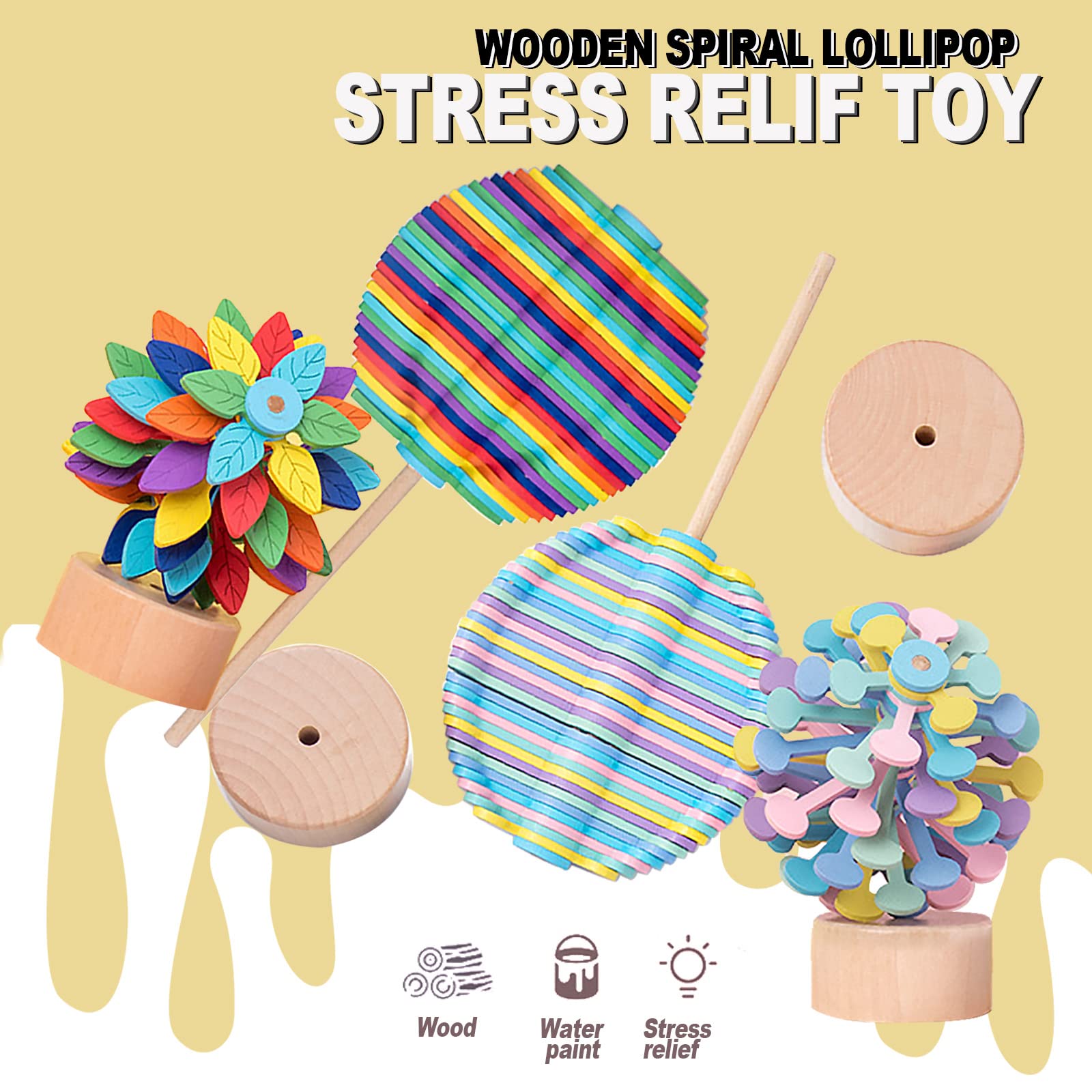 (🔥Last Day Promotion - 49% OFF)🎁Wooden Lollipop Stress Relief Toy