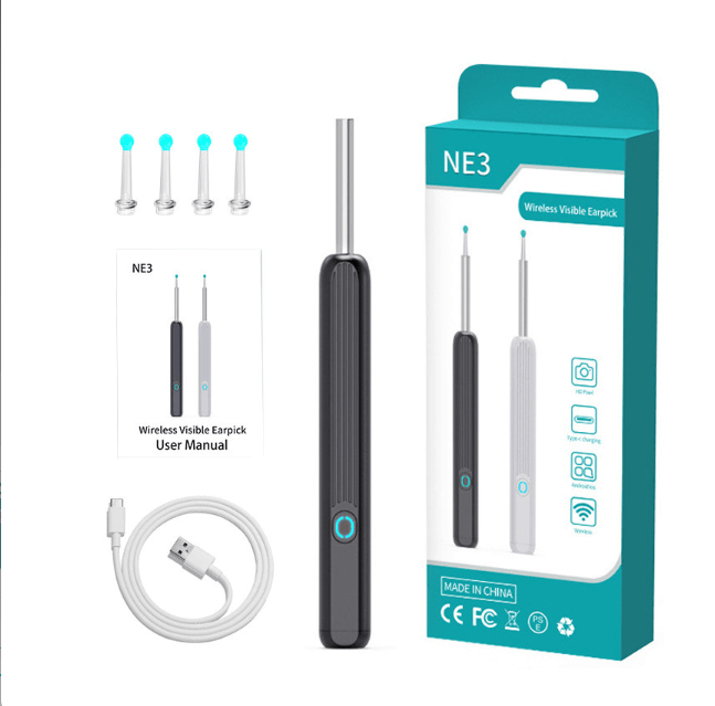 🔥Last Day 50% OFF- Clean Earwax-Wi-Fi Visible Wax Removal Spoon, USB 1296P HD Load Otoscope