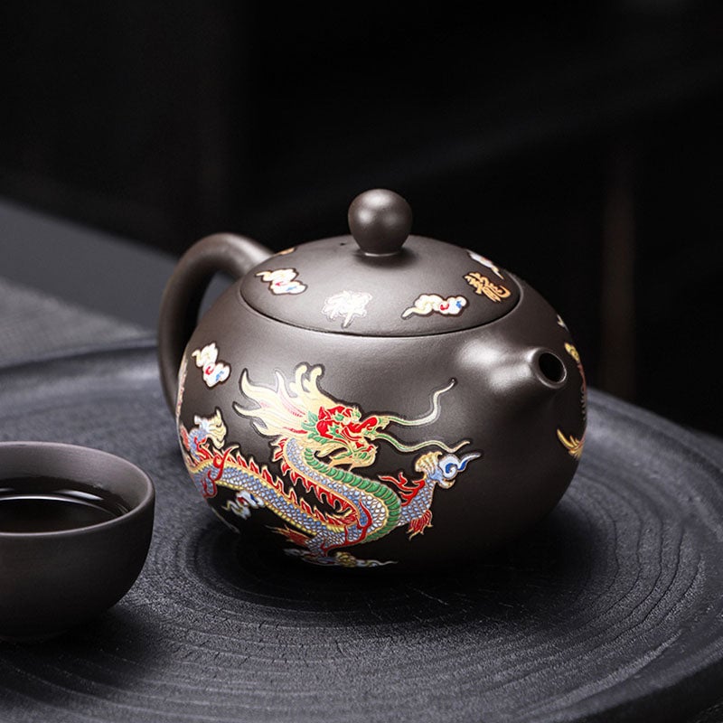 (🔥Last Day Promotions - 49% OFF) Handmade Color Changing Dragon & Phoenix Clay Teapot