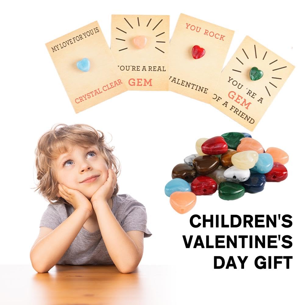 ✨24 Pack Valentines Cards with Heart-Shape Crystals