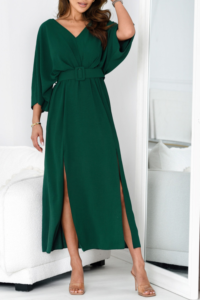 Women's V-neck Belt Waist Dress