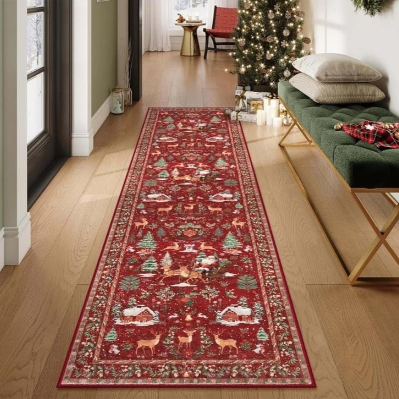 🎅 Early Christmas Sale 🎅🎄 Christmas Deer Santa Long Rug