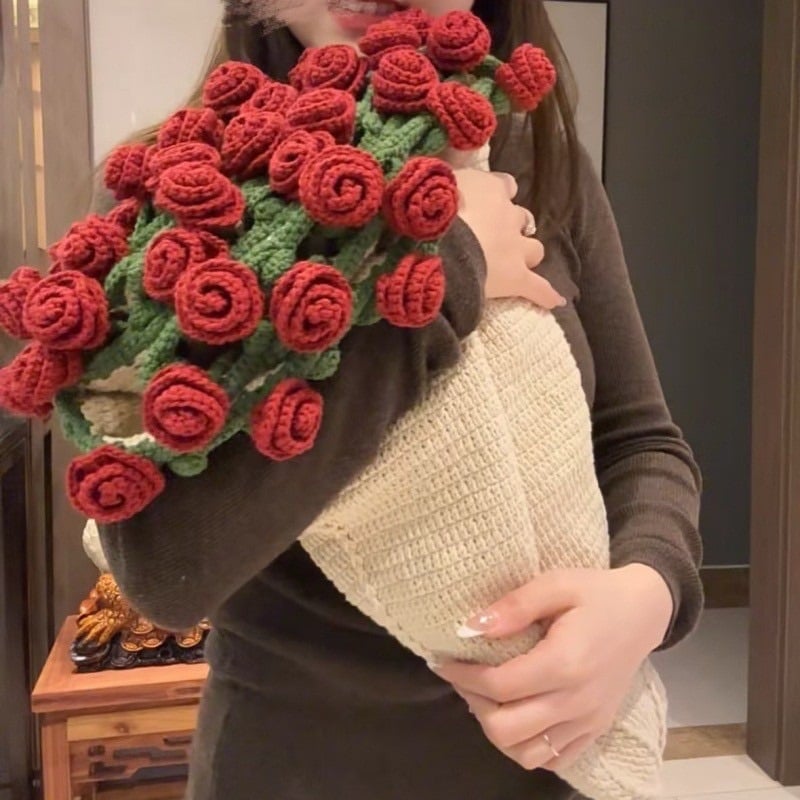 🎁TikTok Last Day Sale - 70% OFF🔥Hand-Knitted Rose Blanket DIY Kit & Ready-Made Gift for Mother's Day Valentine's Day