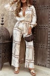 Ladies' Lapel Printed Loose Casual Suit