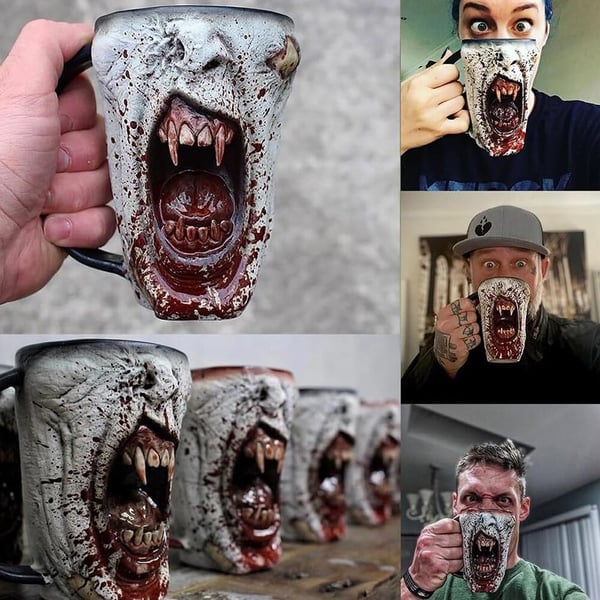 💝Last day discount-75%Off💝Handmade Gothic Vampire Half Face Mug