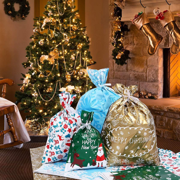 (🎄Early Christmas Sale-60% OFF)Drawstring Christmas Gift Bags, Buy 7 Get Extra 20% OFF