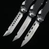 OTF micro-tech black handle Halo 6 lever straight jump knife