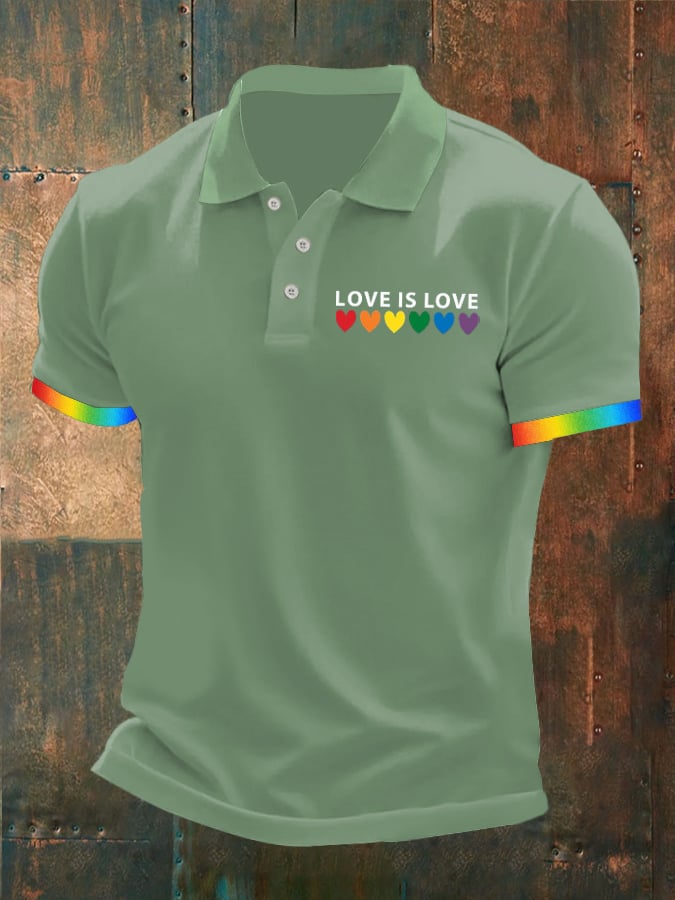Men's Love is Love Print Polo Shirt