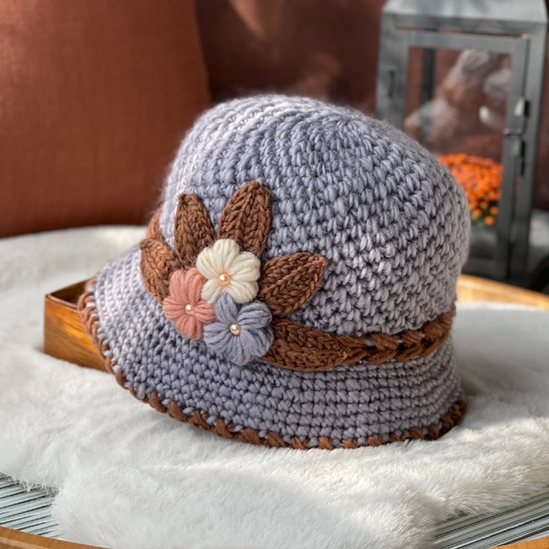 (🌲EARLY CHRISTMAS SALE - 50% OFF) 🎁Women's Flowers Knitted Woolen Hat, BUY 2 FREE SHIPPING