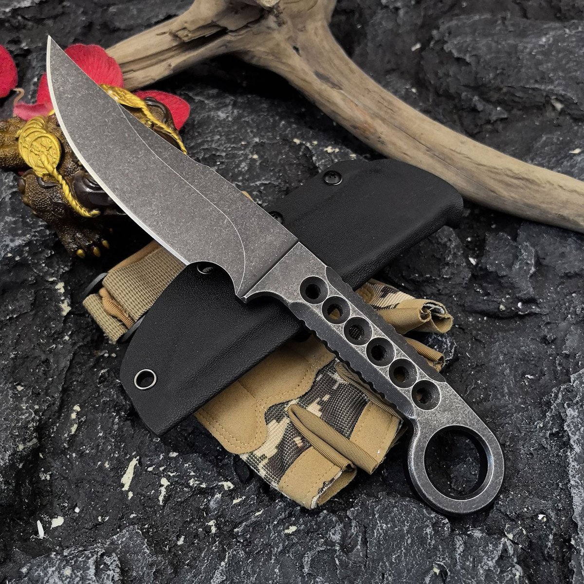 🔥New Integrated Tactical Ring Fixed-Blade Knife