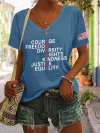 V-Neck Retro America Courage Freedom Diversity Rights Kindness Justice Equality Print T-Shirt